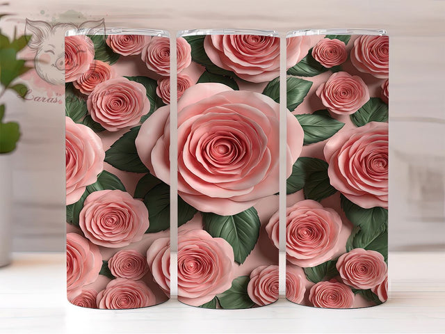 Elegant Pink Floral Spring Tumbler, Pink Floral Tumbler, Elegant Flower Design, 20oz Wrap, Floral Drinkware, Feminine Aesthetic, Spring Gift, Sublimation Art Sublimation Lara' s Designs 