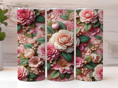 Elegant Pink Floral Spring Tumbler, Pink Floral Tumbler, Elegant Flower Design, 20oz Wrap, Floral Drinkware, Feminine Aesthetic, Spring Gift, Sublimation Art Sublimation Lara' s Designs 