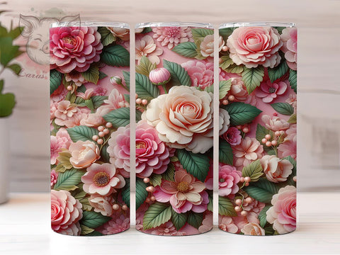 Elegant Pink Floral Spring Tumbler, Pink Floral Tumbler, Elegant Flower Design, 20oz Wrap, Floral Drinkware, Feminine Aesthetic, Spring Gift, Sublimation Art Sublimation Lara' s Designs 