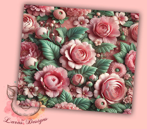 Elegant Pink Floral Spring Tumbler, Pink Floral Tumbler, Elegant Flower Design, 20oz Wrap, Floral Drinkware, Feminine Aesthetic, Spring Gift, Sublimation Art Sublimation Lara' s Designs 