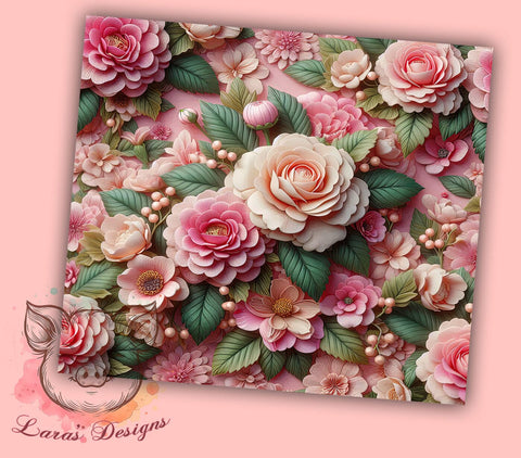 Elegant Pink Floral Spring Tumbler, Pink Floral Tumbler, Elegant Flower Design, 20oz Wrap, Floral Drinkware, Feminine Aesthetic, Spring Gift, Sublimation Art Sublimation Lara' s Designs 