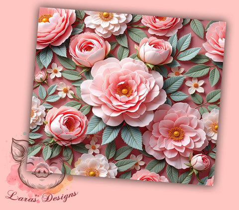 Elegant Pink Floral Spring Tumbler, Pink Floral Tumbler, Elegant Flower Design, 20oz Wrap, Floral Drinkware, Feminine Aesthetic, Spring Gift, Sublimation Art Sublimation Lara' s Designs 