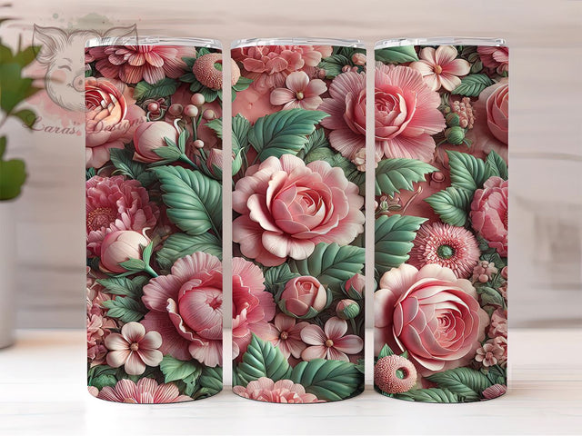 Elegant Pink Floral Spring Tumbler, Pink Floral Tumbler, Elegant Flower Design, 20oz Wrap, Floral Drinkware, Feminine Aesthetic, Spring Gift, Sublimation Art Sublimation Lara' s Designs 