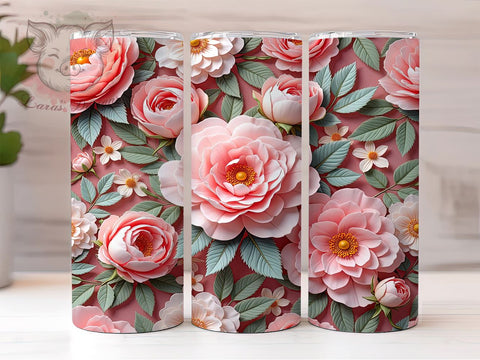 Elegant Pink Floral Spring Tumbler, Pink Floral Tumbler, Elegant Flower Design, 20oz Wrap, Floral Drinkware, Feminine Aesthetic, Spring Gift, Sublimation Art Sublimation Lara' s Designs 