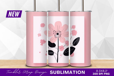 Elegant pink flower illustration tumbler png Sublimation Regulrcrative 