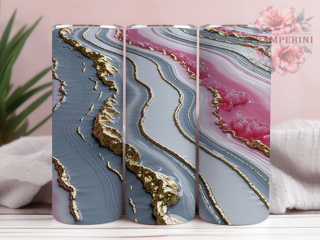 Elegant Pink Glam Agate Stone Tumbler, Elegant Stone Wrap, 20oz Tumbler Sublimation, Glam Crystal Design, Luxe Marble Tumbler, Shimmer Agate Wrap, Chic Pink Sublimation Sublimation Li Zamperini 