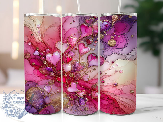 Elegant Pink Glitter Hearts Tumbler, Glitter Valentine Pattern, Elegant Love Design, 20Oz Sublimation Wrap, Romantic Glitter Art, Chic Valentine Texture, Tumbler Sublimation Sublimation ToriDesigns 