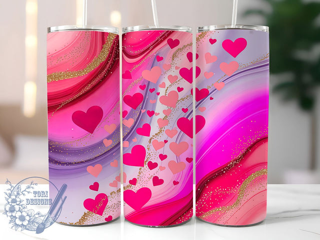 Elegant Pink Glitter Hearts Tumbler, Glitter Valentine Pattern, Elegant Love Design, 20Oz Sublimation Wrap, Romantic Glitter Art, Chic Valentine Texture, Tumbler Sublimation Sublimation ToriDesigns 