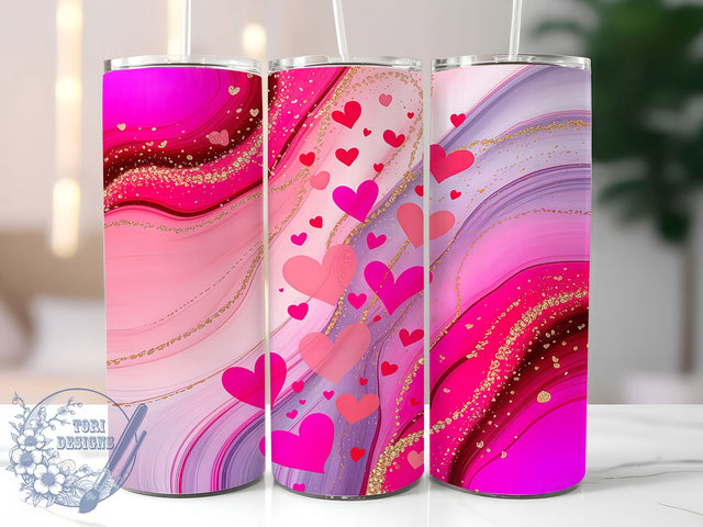 Elegant Pink Glitter Hearts Tumbler, Glitter Valentine Pattern, Elegant Love Design, 20Oz Sublimation Wrap, Romantic Glitter Art, Chic Valentine Texture, Tumbler Sublimation Sublimation ToriDesigns 