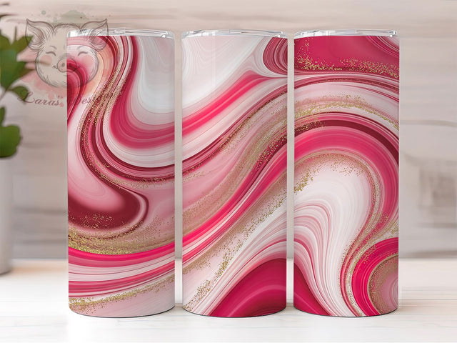 Elegant Pink Gold Alcohol Ink Tumbler, Pink Gold Glitter Wrap, 20oz Tumbler Sublimation, Abstract Glam Design, Shimmer Ink Tumbler, Luxe Marble Wrap, Elegant Glitter Sublimation Sublimation Lara' s Designs 