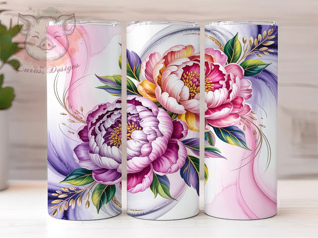 Elegant Pink Gold Floral Tumbler, Gold Botanical Pattern, Elegant Flower Design, 20Oz Sublimation Wrap, Chic Floral Art, Luxurious Botanical Texture, Tumbler Sublimation Sublimation Lara' s Designs 