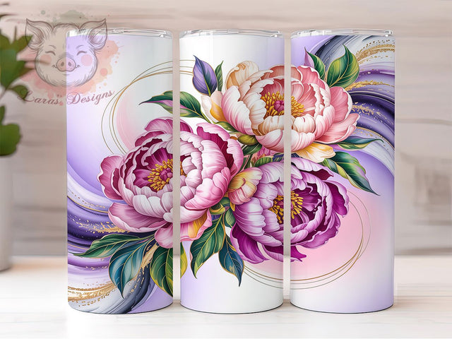 Elegant Pink Gold Floral Tumbler, Gold Botanical Pattern, Elegant Flower Design, 20Oz Sublimation Wrap, Chic Floral Art, Luxurious Botanical Texture, Tumbler Sublimation Sublimation Lara' s Designs 