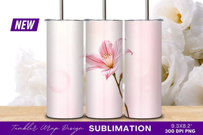 Elegant pink lily blossom tumbler png image Sublimation Regulrcrative 