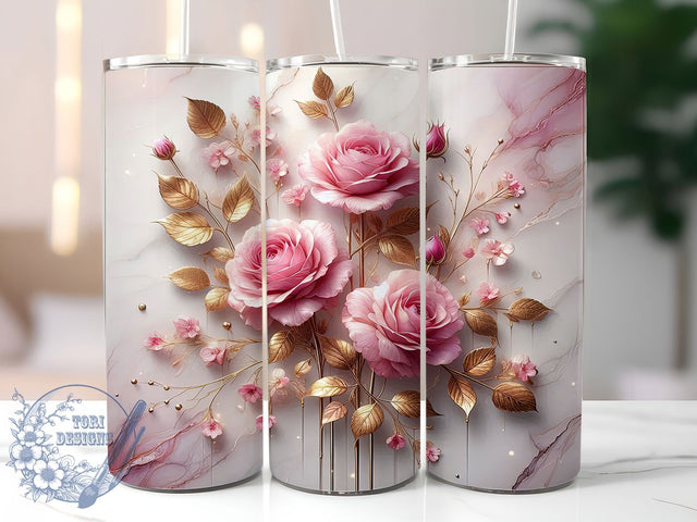 Elegant Pink Rose Tumbler Wrap, Pink Floral Wrap, 20oz Flower Tumbler, Romantic Rose Tumbler, Elegant Floral Design, Pink Blossom Tumbler, Rose Garden Wrap Sublimation ToriDesigns 