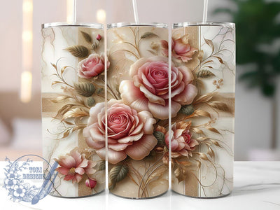 Elegant Pink Rose Tumbler Wrap, Pink Floral Wrap, 20oz Flower Tumbler, Romantic Rose Tumbler, Elegant Floral Design, Pink Blossom Tumbler, Rose Garden Wrap Sublimation ToriDesigns 