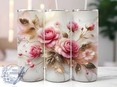 Elegant Pink Rose Tumbler Wrap, Pink Floral Wrap, 20oz Flower Tumbler, Romantic Rose Tumbler, Elegant Floral Design, Pink Blossom Tumbler, Rose Garden Wrap Sublimation ToriDesigns 