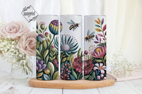 Elegant Protea Bee Flora 20oz Tumbler Sublimation sassyprint 