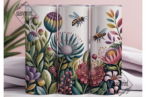 Elegant Protea Bee Flora 20oz Tumbler Sublimation sassyprint 