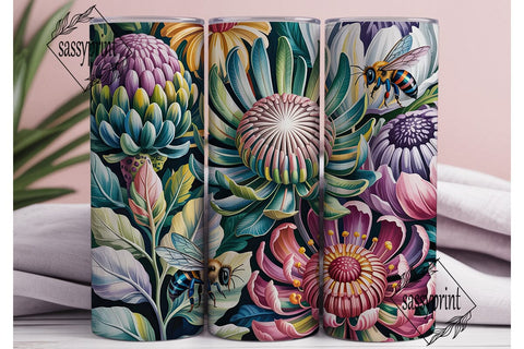 Elegant Protea Bee Flora 20oz Tumbler Sublimation sassyprint 