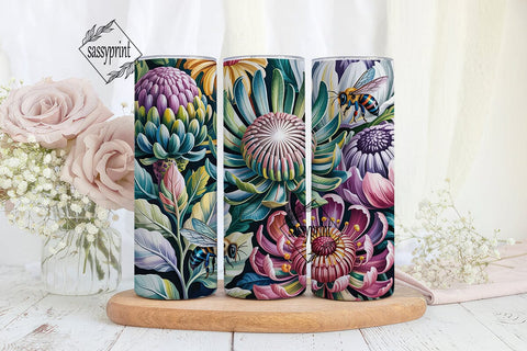 Elegant Protea Bee Flora 20oz Tumbler Sublimation sassyprint 