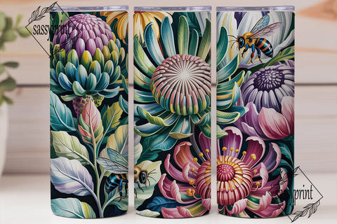 Elegant Protea Bee Flora 20oz Tumbler Sublimation sassyprint 