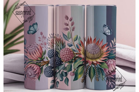 Elegant Protea Floral 20oz Tumbler Wrap Sublimation sassyprint 