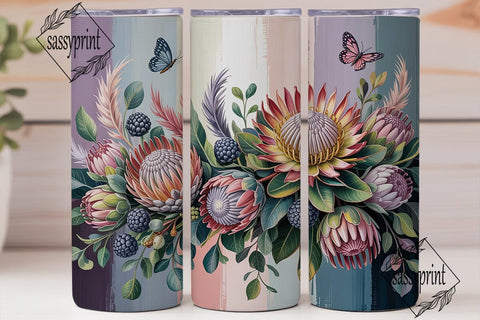 Elegant Protea Floral 20oz Tumbler Wrap Sublimation sassyprint 