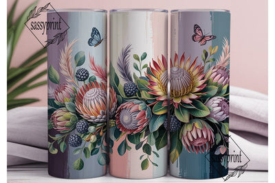 Elegant Protea Floral 20oz Tumbler Wrap Sublimation sassyprint 
