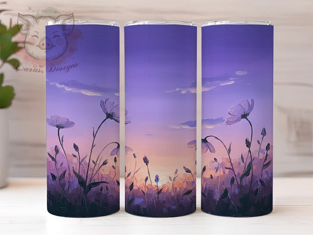 Elegant Purple Floral Tumbler, Purple Flowers Wrap, Elegant Nature Cup, 20oz Sublimation Wrap, Stylish Purple Floral Tumbler, Artistic Flower Design Cup, Botanical Purple Theme Wrap Sublimation Lara' s Designs 
