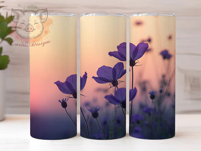 Elegant Purple Floral Tumbler, Purple Flowers Wrap, Elegant Nature Cup, 20oz Sublimation Wrap, Stylish Purple Floral Tumbler, Artistic Flower Design Cup, Botanical Purple Theme Wrap Sublimation Lara' s Designs 