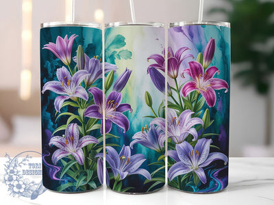Elegant Purple Lily Floral Tumbler, Elegant Lily Tumbler, Whimsical Lily Wrap, Floral Lily Wrap, Vibrant Purple Wrap, Sublimation Design, Trendy Gift Idea Sublimation ToriDesigns 