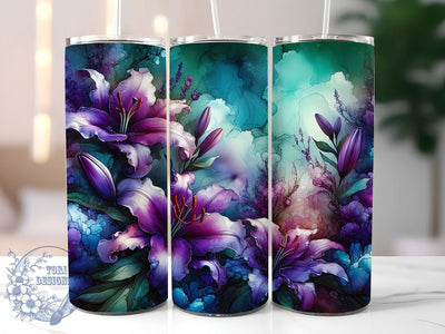Elegant Purple Lily Floral Tumbler, Elegant Lily Tumbler, Whimsical Lily Wrap, Floral Lily Wrap, Vibrant Purple Wrap, Sublimation Design, Trendy Gift Idea Sublimation ToriDesigns 