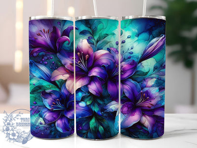 Elegant Purple Lily Floral Tumbler, Elegant Lily Tumbler, Whimsical Lily Wrap, Floral Lily Wrap, Vibrant Purple Wrap, Sublimation Design, Trendy Gift Idea Sublimation ToriDesigns 