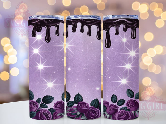 Elegant Purple Rose Glitter Tumbler, Purple Glitter Tumbler, 20oz Tumbler Sublimation, Flower Tumbler Wrap, Glitter Tumbler Design, Floral Tumbler, Elegant Rose Tumbler Sublimation SvggirlplusArt 