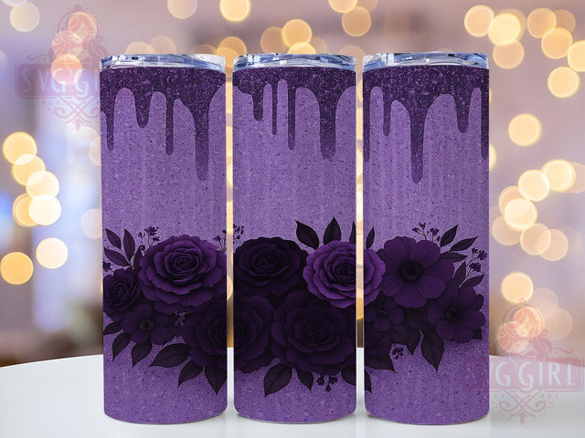 Elegant Purple Rose Glitter Tumbler, Purple Glitter Tumbler, 20oz Tumbler Sublimation, Flower Tumbler Wrap, Glitter Tumbler Design, Floral Tumbler, Elegant Rose Tumbler Sublimation SvggirlplusArt 