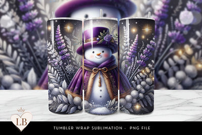 Elegant Purple Snowman Tumbler Wrap Sublimation BijouBay 