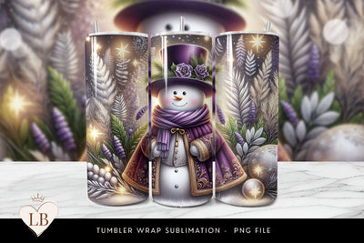Elegant Purple Snowman Tumbler Wrap Sublimation BijouBay 