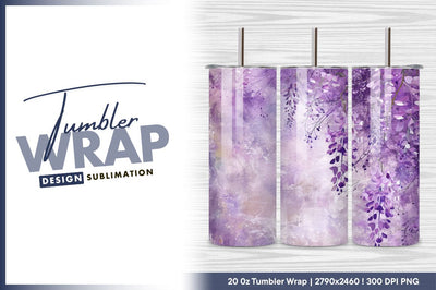 Elegant purple wisteria flower background tumbler png Sublimation Regulrcrative 
