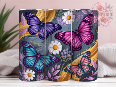 Elegant Purple Zentangle Butterfly 20oz Tumbler Wrap, Purple Wings, Magenta Patterns, Turquoise Accents, Soft Pink Wings, Zentangle Design, Sublimation PNG Sublimation Li Zamperini 
