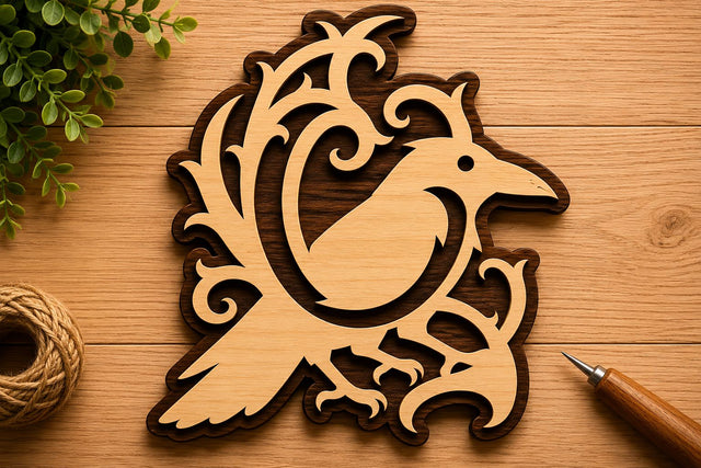 Elegant Raven Leaf Laser Cut Svg File Design SVG Regulrcrative 