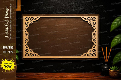 Elegant Rectangle Border Laser Cut SVG Design SVG Regulrcrative 