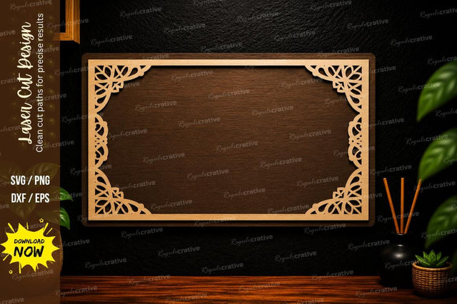 Elegant Rectangle Border Laser Cut SVG Design SVG Regulrcrative 