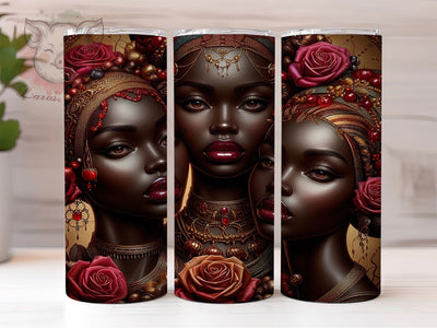 Elegant Red Black Women Tumbler, Elegant Afrocentric Wrap, African American Pride Cup, 20oz Sublimation Wrap, Cultural Heritage Tumbler, Stylish Empowerment Cup, Strong Black Identity Wrap Sublimation Lara' s Designs 