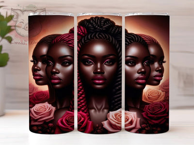 Elegant Red Black Women Tumbler, Elegant Afrocentric Wrap, African American Pride Cup, 20oz Sublimation Wrap, Cultural Heritage Tumbler, Stylish Empowerment Cup, Strong Black Identity Wrap Sublimation Lara' s Designs 