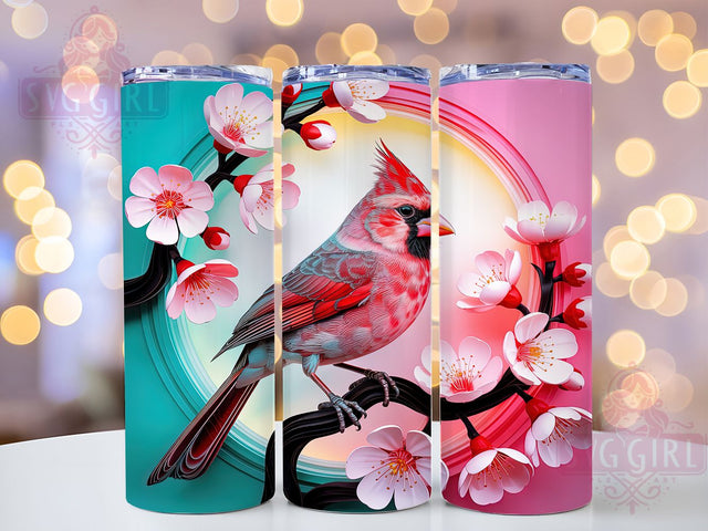 Elegant Red Cardinal Floral Tumbler, Floral Bird Wrap, Elegant Nature Mug Design, Sublimation Wrap, Spring Drinkware, Gift Idea For Bird Lovers, Sparkly Floral Cup Sublimation SvggirlplusArt 