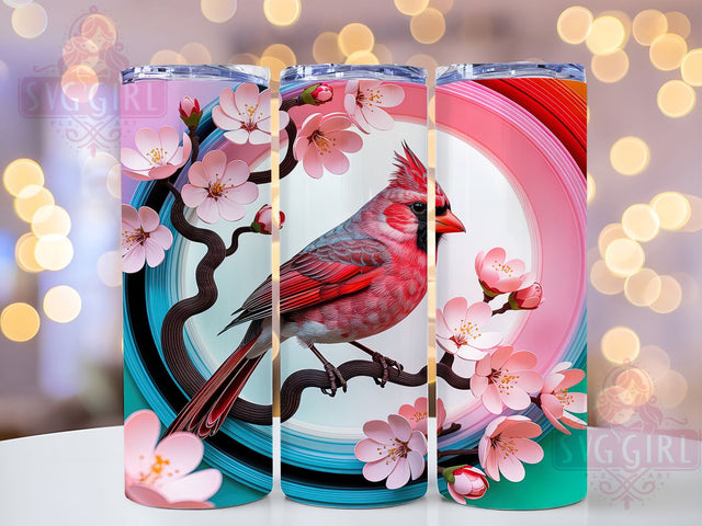 Elegant Red Cardinal Floral Tumbler, Floral Bird Wrap, Elegant Nature Mug Design, Sublimation Wrap, Spring Drinkware, Gift Idea For Bird Lovers, Sparkly Floral Cup Sublimation SvggirlplusArt 