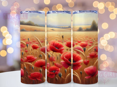 Elegant Red Poppy Garden Tumbler Wrap, Spring Flower Design, Floral Garden Cup, Botanical Pattern Wrap, Elegant Flower Gift, Romantic Poppy Art, Garden Bloom Sublimation Sublimation SvggirlplusArt 