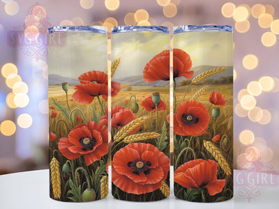 Elegant Red Poppy Garden Tumbler Wrap, Spring Flower Design, Floral Garden Cup, Botanical Pattern Wrap, Elegant Flower Gift, Romantic Poppy Art, Garden Bloom Sublimation Sublimation SvggirlplusArt 