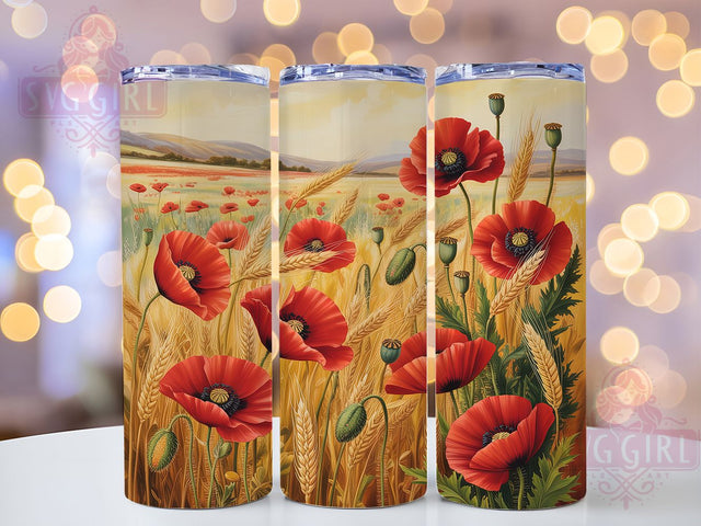 Elegant Red Poppy Garden Tumbler Wrap, Spring Flower Design, Floral Garden Cup, Botanical Pattern Wrap, Elegant Flower Gift, Romantic Poppy Art, Garden Bloom Sublimation Sublimation SvggirlplusArt 