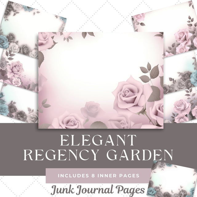 Elegant Regency Garden Junk Journal Paper | Printable Junk Journal Pages SVG Paige Cole Studio 